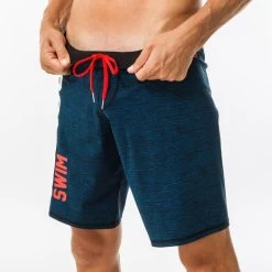 100 LONG MEN'S SWIMMING SHORTS - NBJI -Pro Swim Shop 100 long mens swimming shorts nbji black red 4