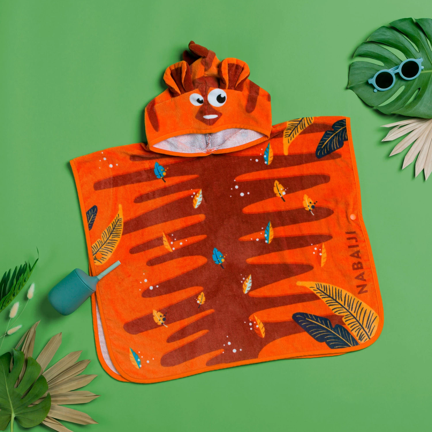 Baby Cotton Changing Poncho - Tiger Orange 4 Baby Cotton Changing Poncho - Tiger Orange - Image 2