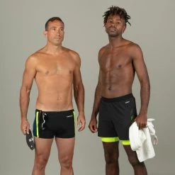 Men's Swimming Jammer-Swim Short 500 Fiti - Black / Yellow / Beige -Pro Swim Shop mens swimming jammer swim short 500 fiti black yellow beige 10