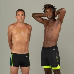 Men's Swimming Jammer-Swim Short 500 Fiti - Black / Yellow / Beige -Pro Swim Shop mens swimming jammer swim short 500 fiti black yellow beige 12