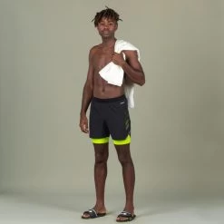 Men's Swimming Jammer-Swim Short 500 Fiti - Black / Yellow / Beige -Pro Swim Shop mens swimming jammer swim short 500 fiti black yellow beige 8