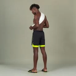 Men's Swimming Jammer-Swim Short 500 Fiti - Black / Yellow / Beige -Pro Swim Shop mens swimming jammer swim short 500 fiti black yellow beige 9