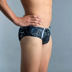 MEN'S SWIMMING TRUNKS SWIM BRIEFS 900 PRINT - KOLI -Pro Swim Shop mens swimming trunks swim briefs 900 print koli grey 2