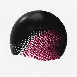 MOULDED SILICONE SWIM CAP 900 - BLACK WHITE RED