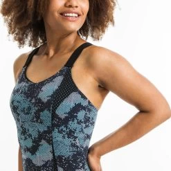 Women's Aquafit-Aquabiking 1-Piece Swimsuit Elea Wall -Pro Swim Shop womens aquafit aquabiking 1 piece swimsuit elea wall grey blue 3