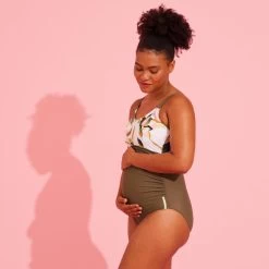 Women's Maternity Swimsuit Aquafitness Swimming AYA Khaki Flo White -Pro Swim Shop womens maternity swimsuit aquafitness swimming aya khaki flo white 8