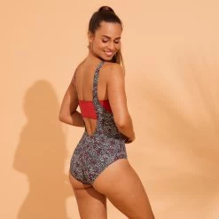 Women's One-piece Aquafit Swimsuit Zoey Daisy Black -Pro Swim Shop womens one piece aquafit swimsuit zoey daisy black 5